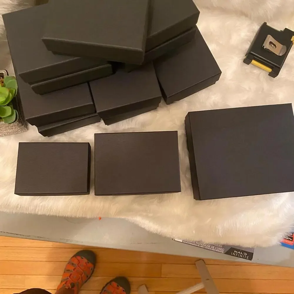 Set of Black Decorative Storage Boxes